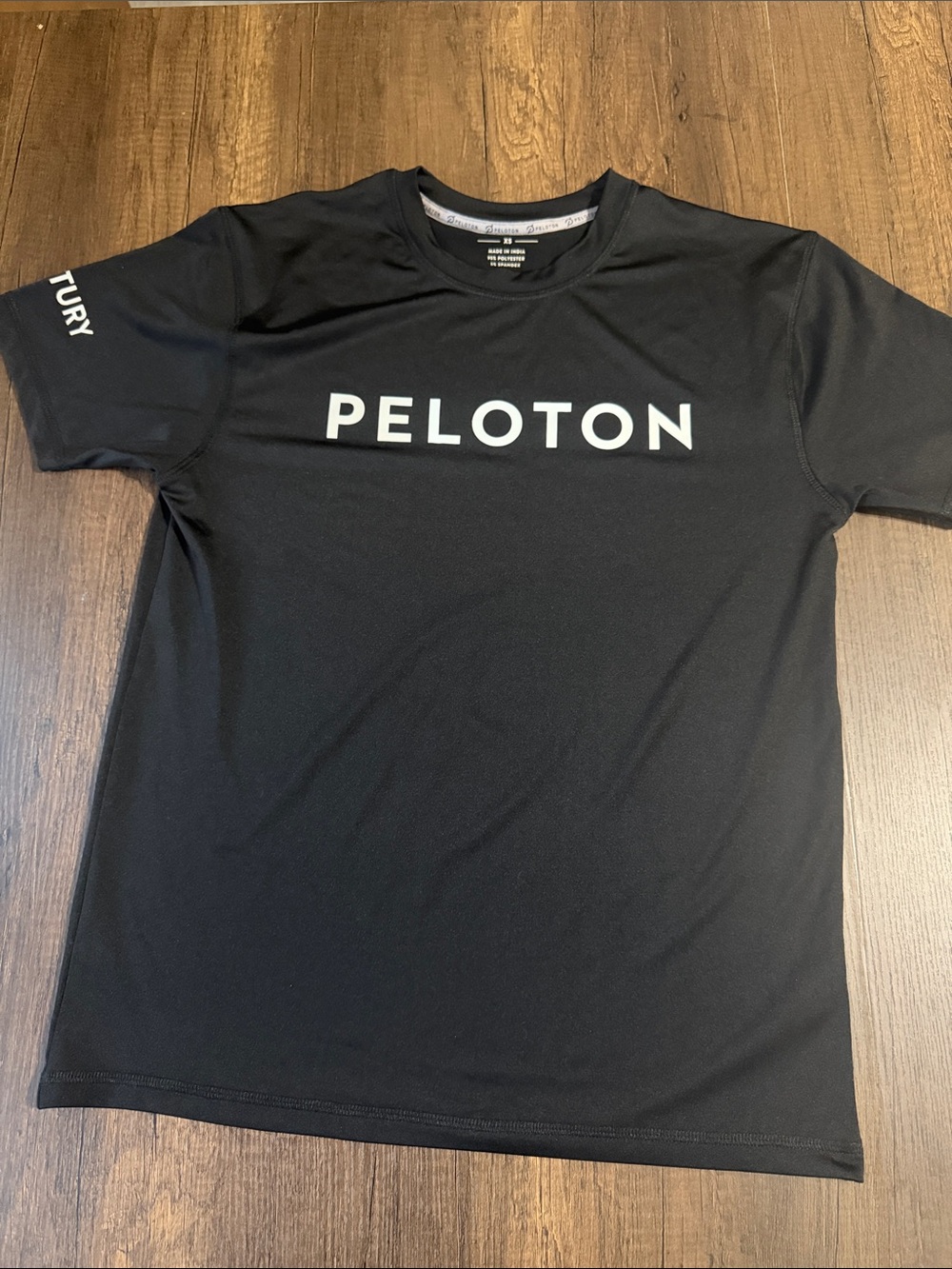 Peloton Black Short-Sleeve Performance Tee with White Logo